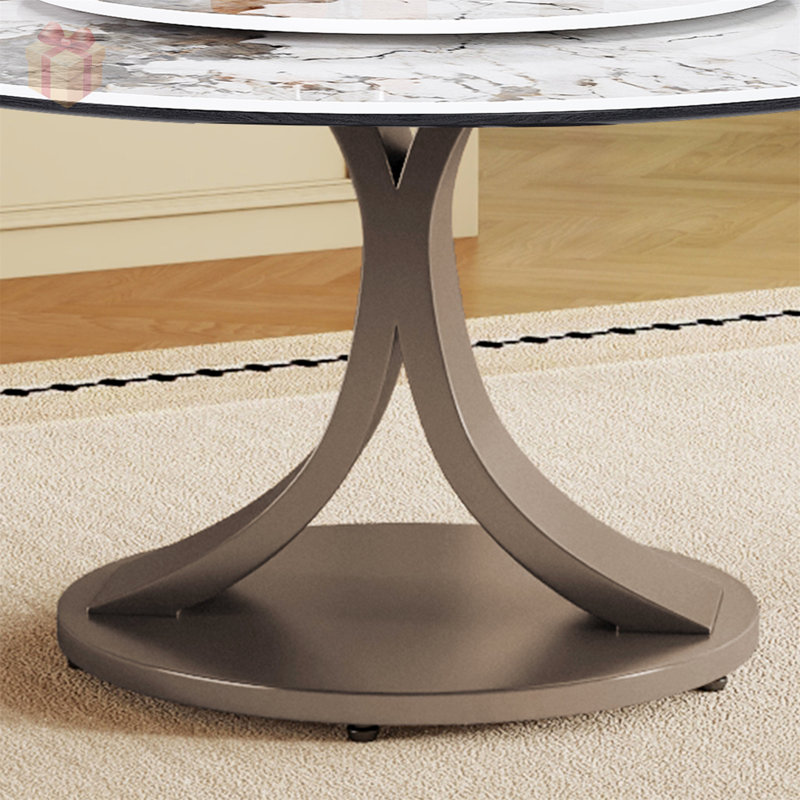 Table de salle à manger 59 pouces ronde en pierre frittée avec plateau tournant rotatif, résistante aux rayures et à la chaleur pour les cuisines et les salles à manger modernes