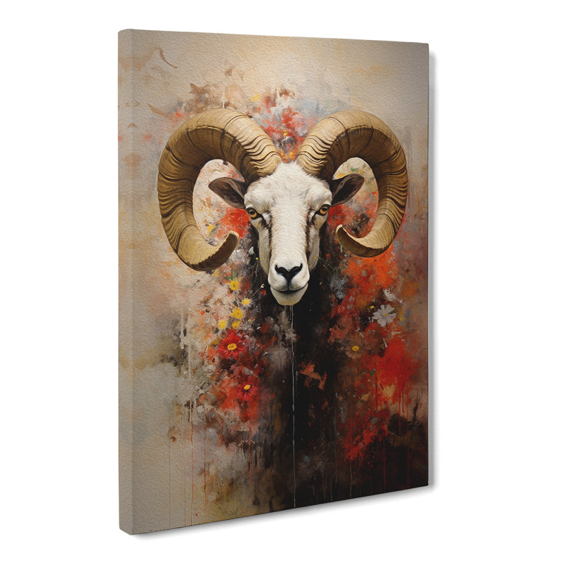 Ram Sheep Contemporary - Wrapped Canvas