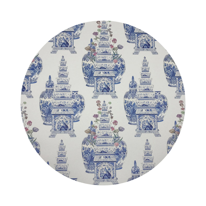 Royal Delft Masterpieces Tulips White Vegan Leather Round Coasters