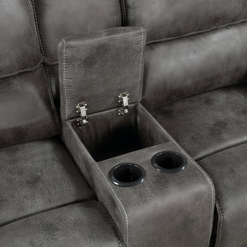 Ensemble de canapé de salon moelleux 2pc et canapé-lit inclinable électrique en microfibre gris, Gris
