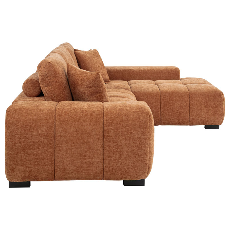 Canapé modulaire avec repose-pieds Henline, Polyester orange