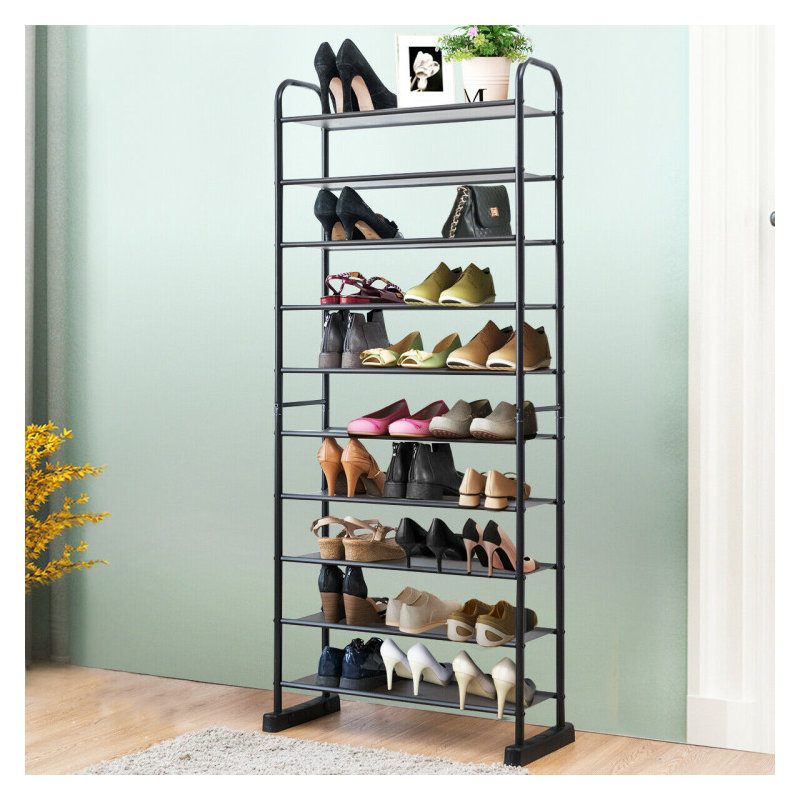 10-Tier Free-Standing Metal Frame Shoe Rack