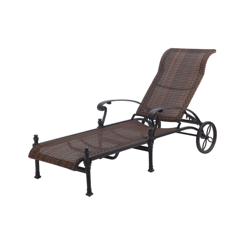 Florence Woven Chaise Lounge, Chestnut Wicker, Desert Bronze