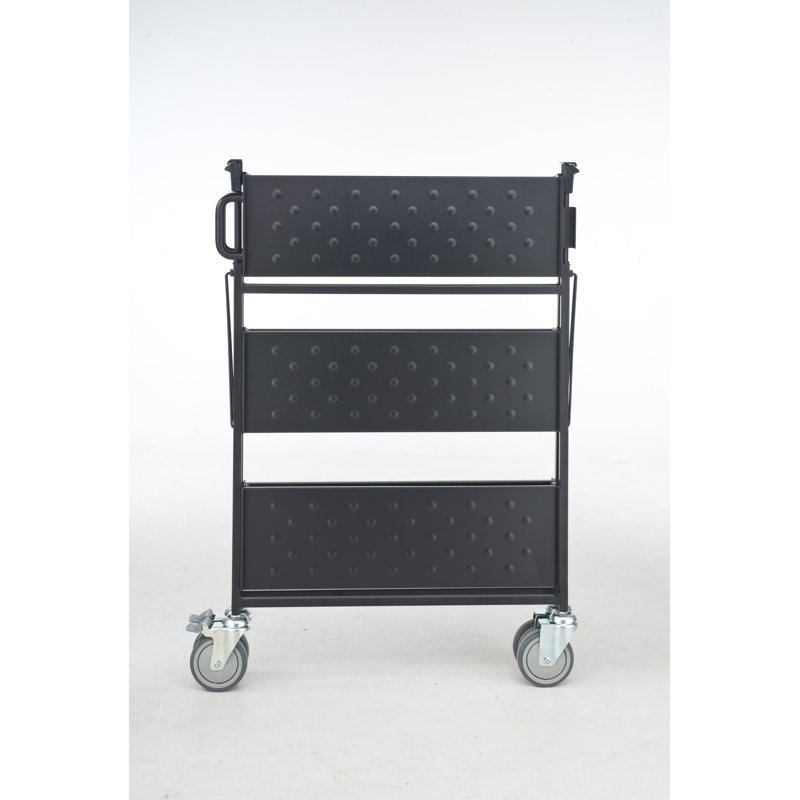 Master Grade 3 Tier Rolling Carts with Wheels, Thick Steel Utility Cart on Wheels, Storage Cart on Wheels (Black), Black