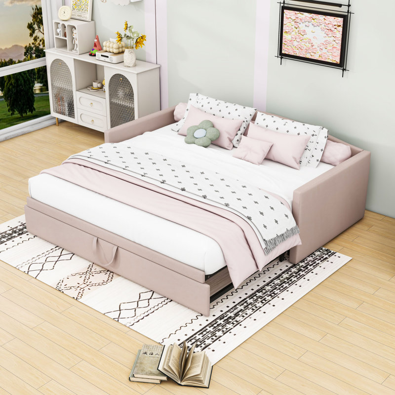 Twin Daybed with Pop-Up Trundle, Pink