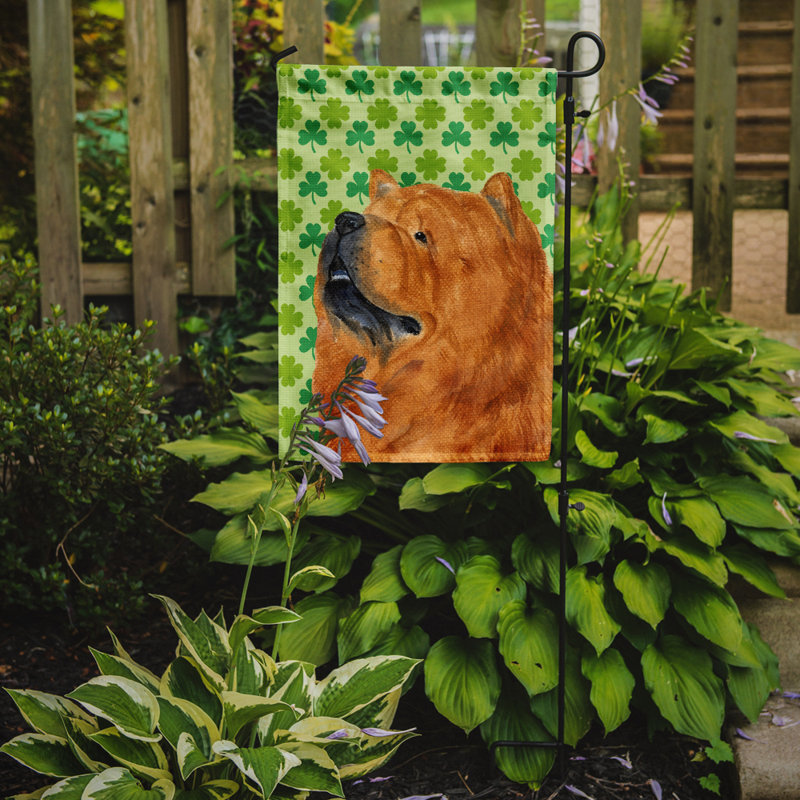 Drapeau de jardin à 2 côtés st. patrick day trèfle, Chow-chow (brun)
