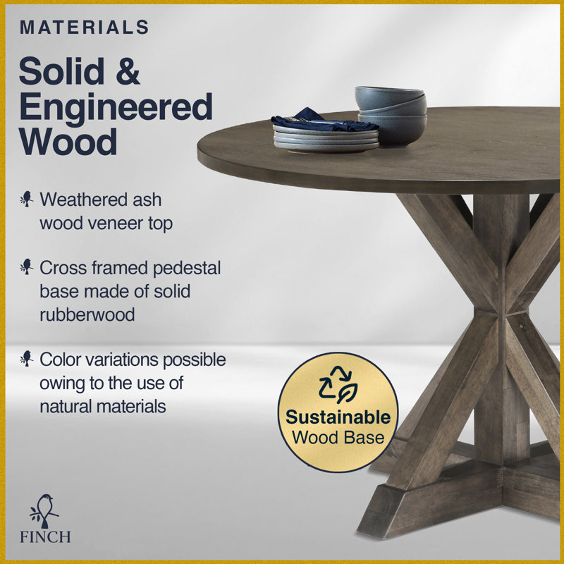Alfred Round Reclaimed Wood Rustic Dining Table