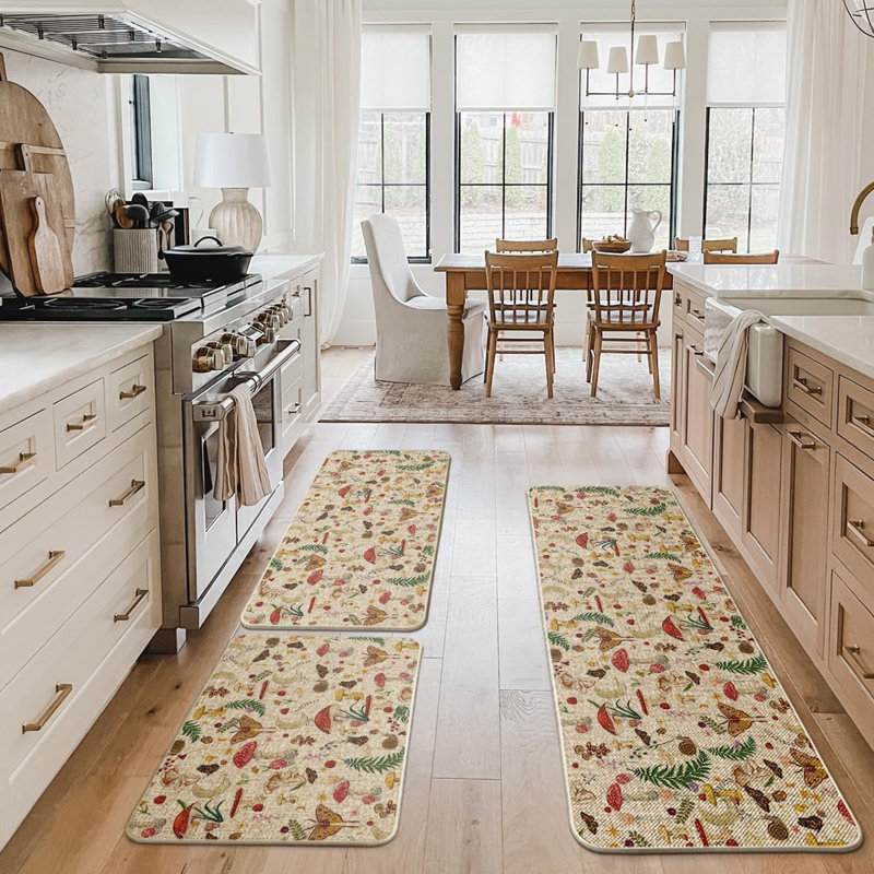 Floral Polyester Non-Skid Kitchen Mat