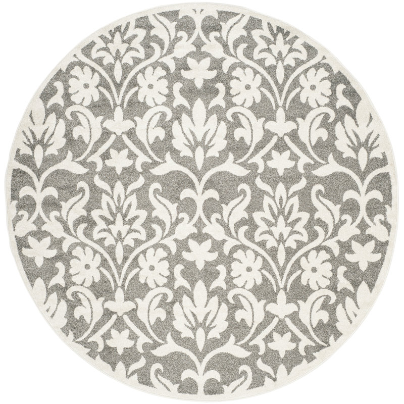 Tapis à motif floral Cirila, Rond 7 pi