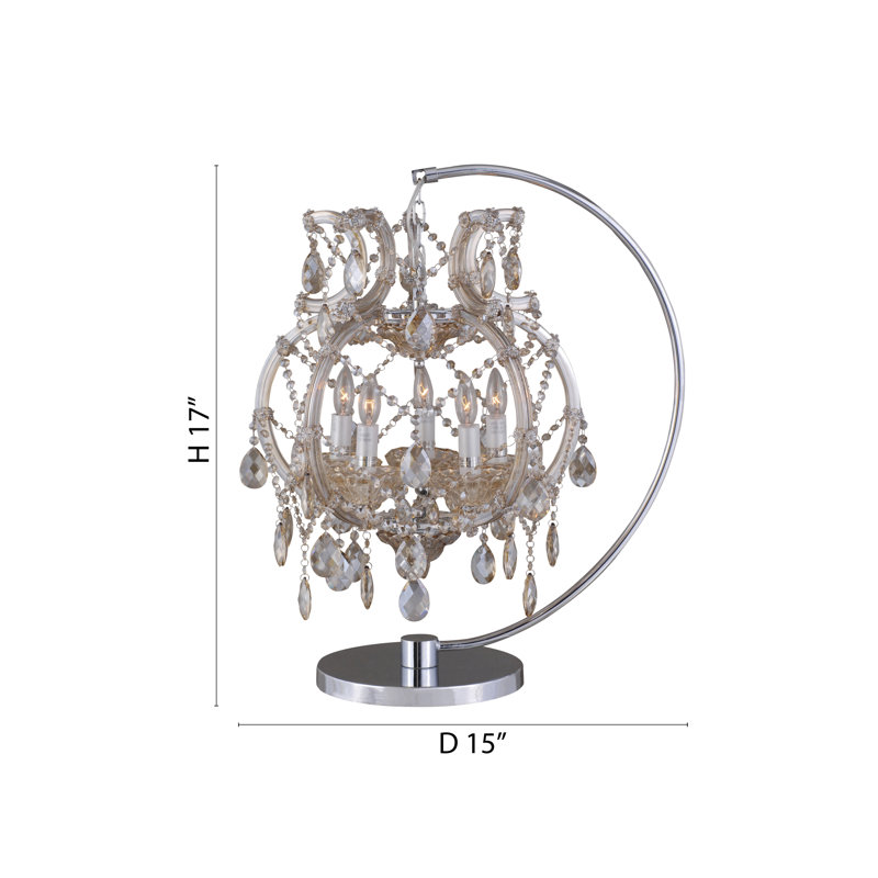 5-Light Gold Table Lamp With Champagne Crystals