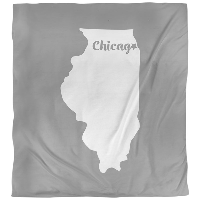 Housse de couette simple chicago Illinois, Housse de couette simple TG, Gris, Polyester brossé