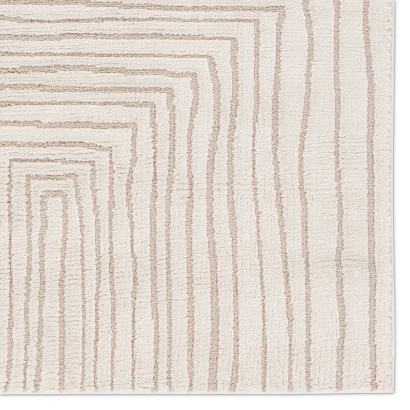 Tapis rayé ivoire / beige Quillan, Rectangle 7 pi 6 po x 10 pi