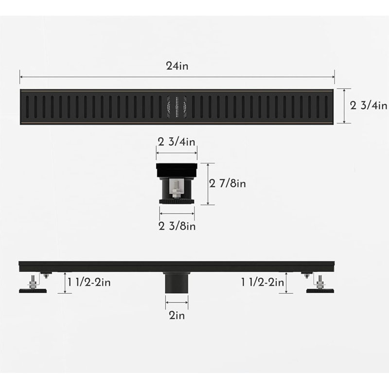 24 Inch Oil Rubbed Bronze Stainless Steel Linear Shower Drain