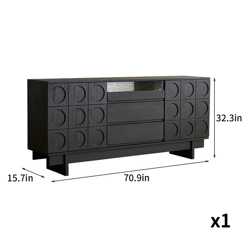 Retro Fun And Elegant Accent Cabinet Solid Wood Accent Cabinet, Black