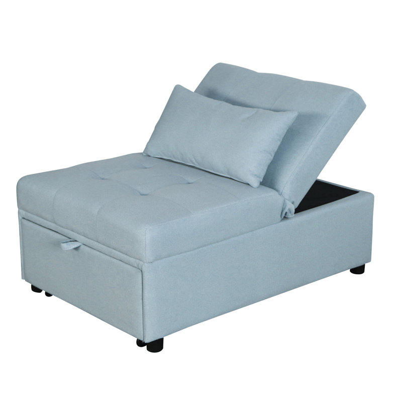 Canapé-lit pliant avec repose-pieds, Tissu bleu