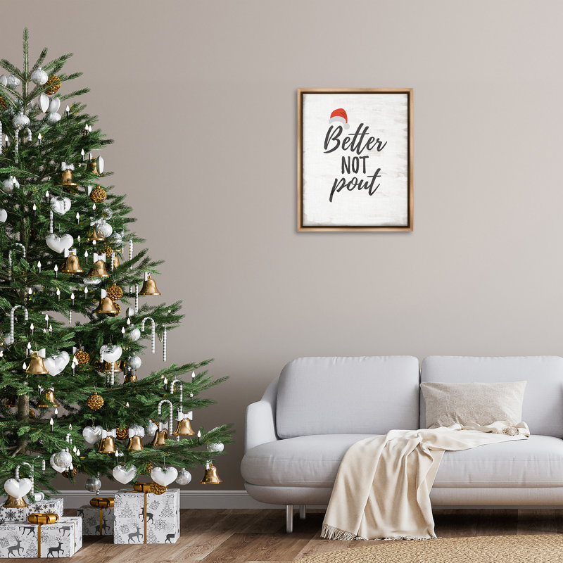 Cadre flottant Festive Better Not Pout, design par Lauren Rader, Cadre flottant orme Montalcino, H 31 po x l 25 po