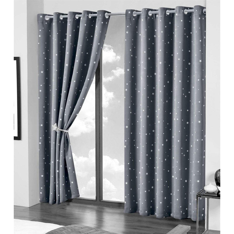 Blackout Curtain Panel Pair, Grey, 137cm Width x 116cm Drop