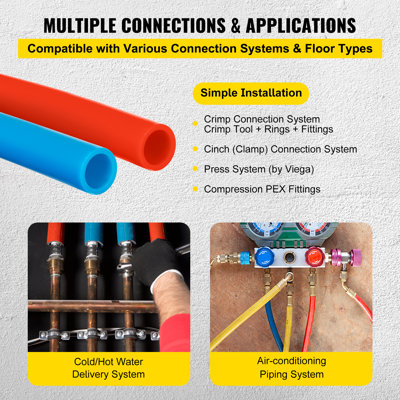 1/2" 2X300ft PEX Tubing Non-Barrier 160 Psi PEX Pipe Radiant Potable Water NSF