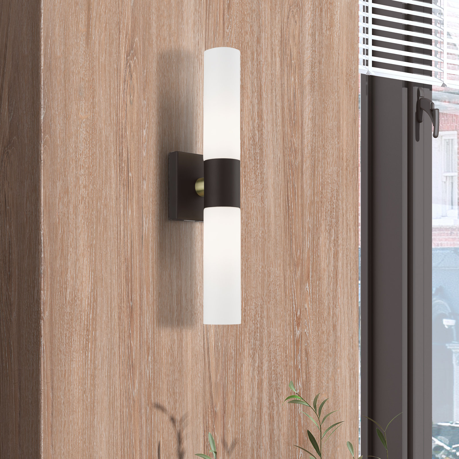Cailum 2 Light Dimmable Vanity Light, Bronze/Antique Brass