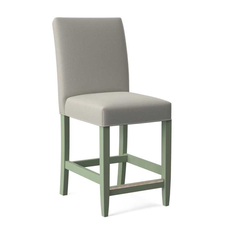 Tabouret de comptoir 24 po Manhattan, Finition céleri, Tissu blanc performance 0851-94