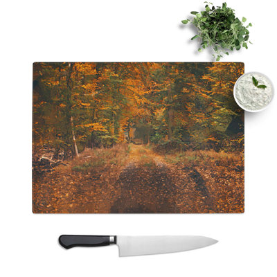 Glass Magical Autumn Forest in Germany in Abstract Chopping Board
