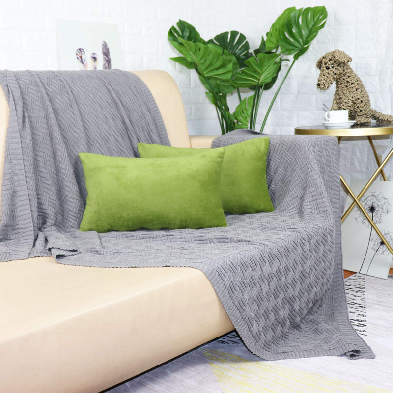 Housse de coussin en velours uni, Vert trèfle, H 12 po x l 20 po
