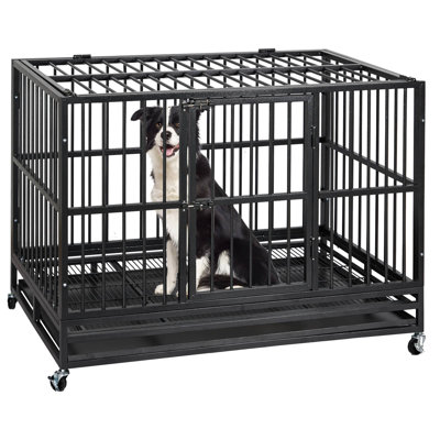 Outdoor Dog Kennel for Large Dog Galvanized Steel Dog Enclosure with Roof Waterproof UV-Resistant Cover Lockable Door Chain Link Playpen for Rabbits Chicken