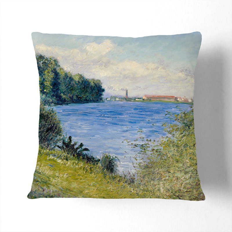 The Seine at Argenteuil Scatter Cushion with Filling, Stone, 40cm H x 40cm W x 15cm D