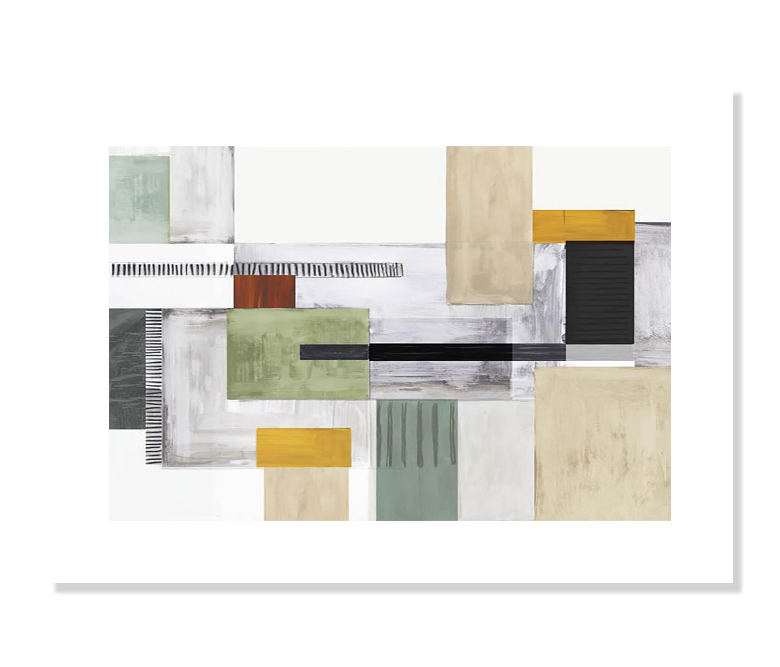 Playful Blocks by Tom Reeves, No Mat, Espresso Floater Framed, 9.5" H x 11.5" W x 2" D
