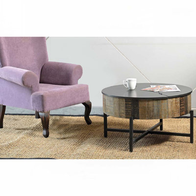 Table basse en bois avec base en métal
