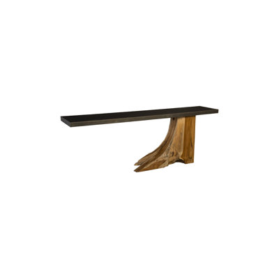 Teak Wood Console Table, Iron Sheet Top