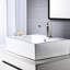 Robinet de salle de bain moderne, bec cascade, acier inoxydable 304, poignée simple, nickel brossé, contrôle de la température, débit d'eau chaude et froide 304, levier, qualité d'eau constante,