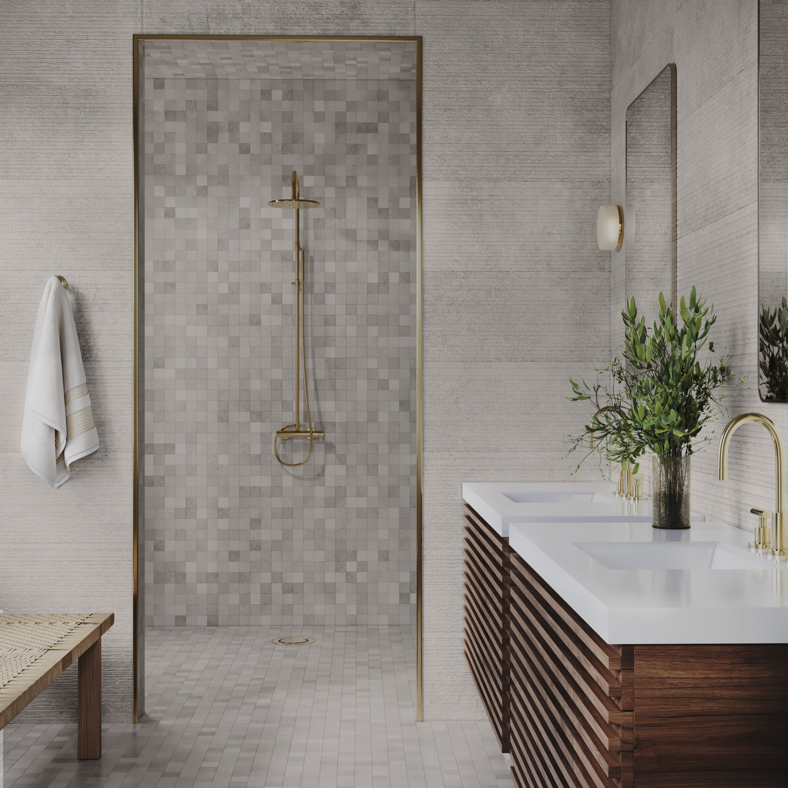 Terrace Deco 11.81 In. X 35.43 In. Matte Ceramic Wall Tile (14.52 Sq. Ft. / Case), Linen Warm Gray