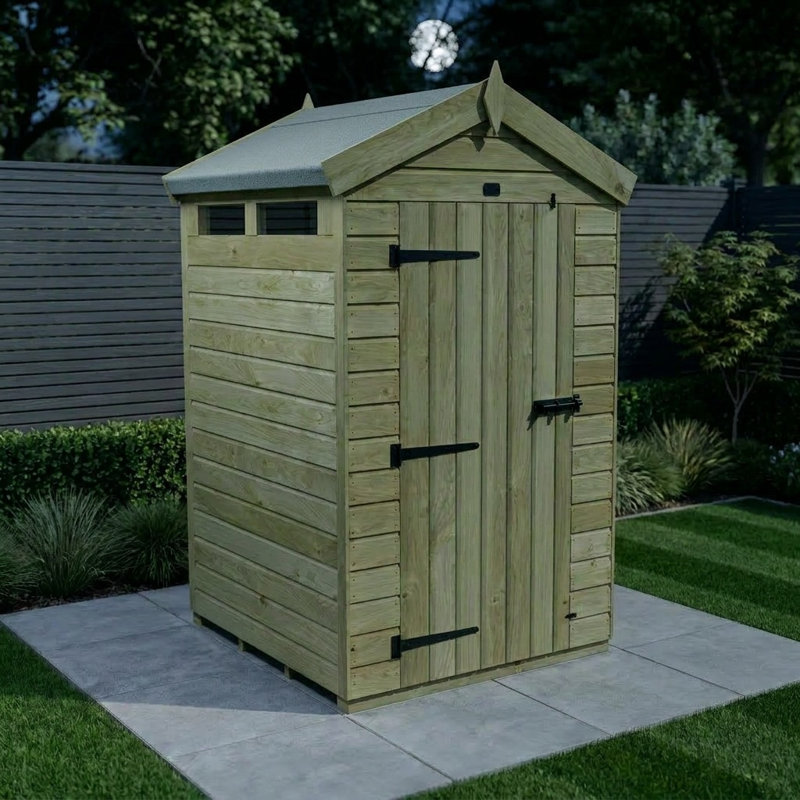 Total Sheds 4ft x 4ft Security Apex Shed - Heavy-Duty Hasp Staple Anti-Tamper - Pressure Treated Timber - UK Manufactured