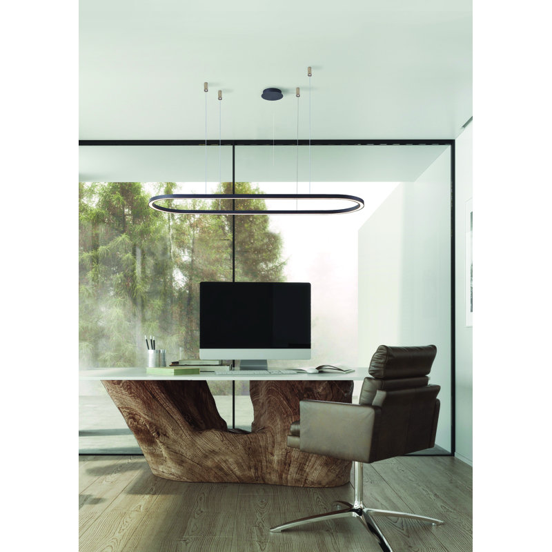 1 - Light LED Waggon Wheel Pendant, Black