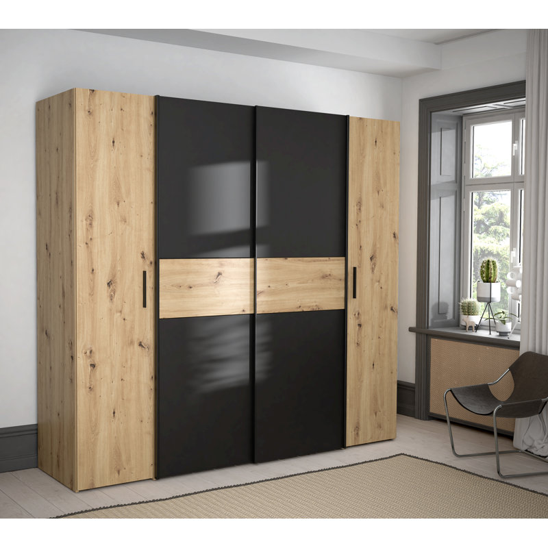 Koran 4 Door Manufactured Wood Wardrobe, Matte Black
