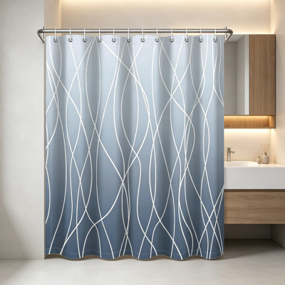 Rideau de douche à rayures ombrées pour salle de bain, en polyester imperméable avec ourlet lesté, design élégant à dégradé, lavable à la machine, œillets antirouille