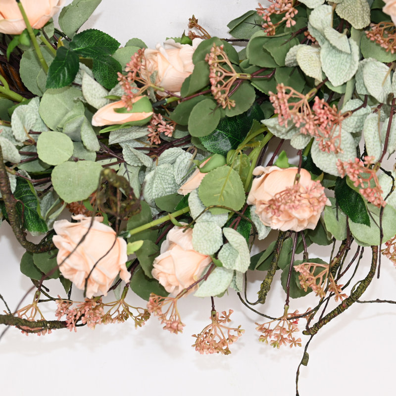 Couronne de fleurs artificielle 24 po printemps été été