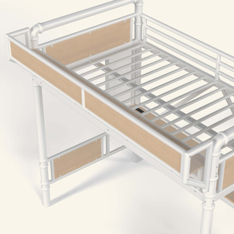 Lit mezzanine Industrial, Blanc, Simple extra long