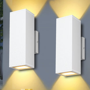 Luminaires muraux d'extérieur modernes, luminaires de véranda haut et bas pour patio, garage, extérieur - paquet de 2 (Ensemble de 2)