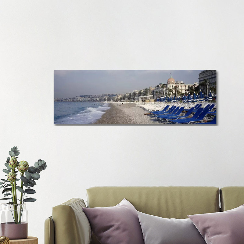 Beach Landscape, Nice, French Riviera, Provence-Alpes-Cote D'azur, France - Wrapped Canvas Panoramic Print