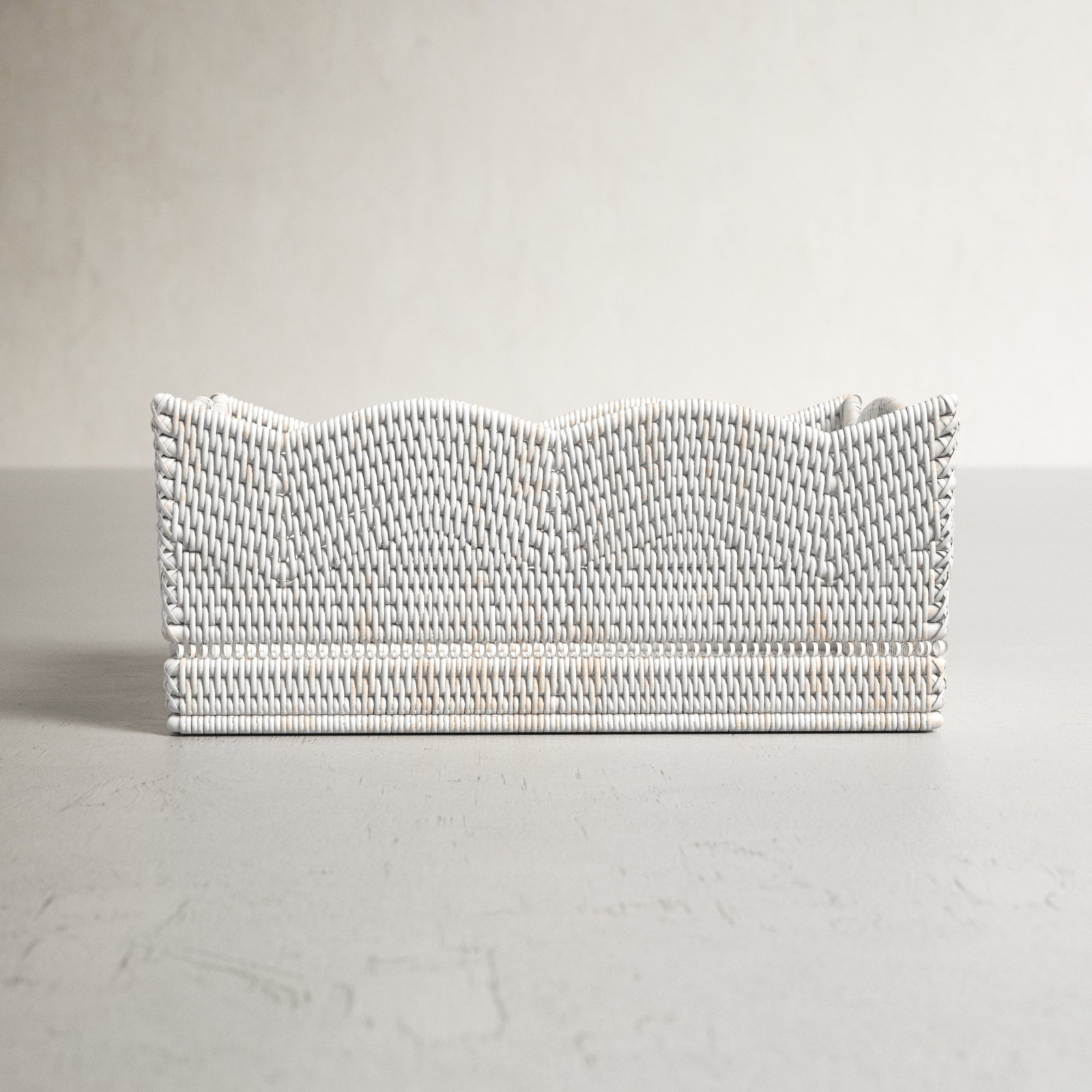 Landry Rattan Tray - Set of 1, White Wash, 6" H x 14" W x 12" D
