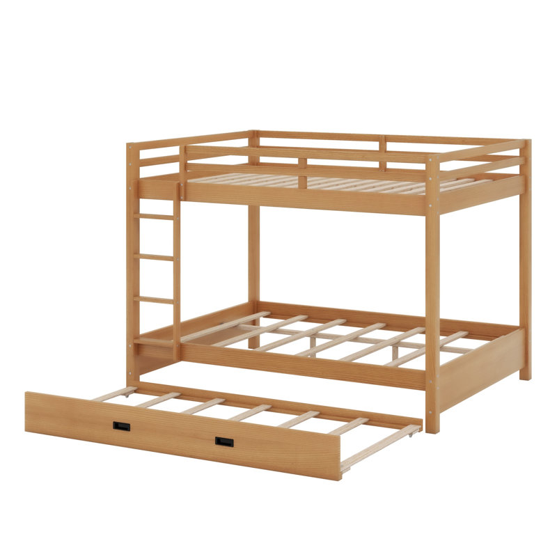 Lit superposé en bois avec échelle et lit gigogne, Bois