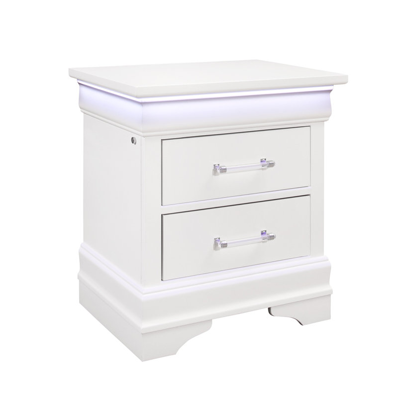 Table de chevet blanche Charlton avec DEL