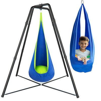 Sensory Swing for Kids&Adults Holds up to 350lbs with X-Shaped Stand, Indoor and Outdoor Sensory Swing,Helps with ADHD, Autism,for Home,Garden
