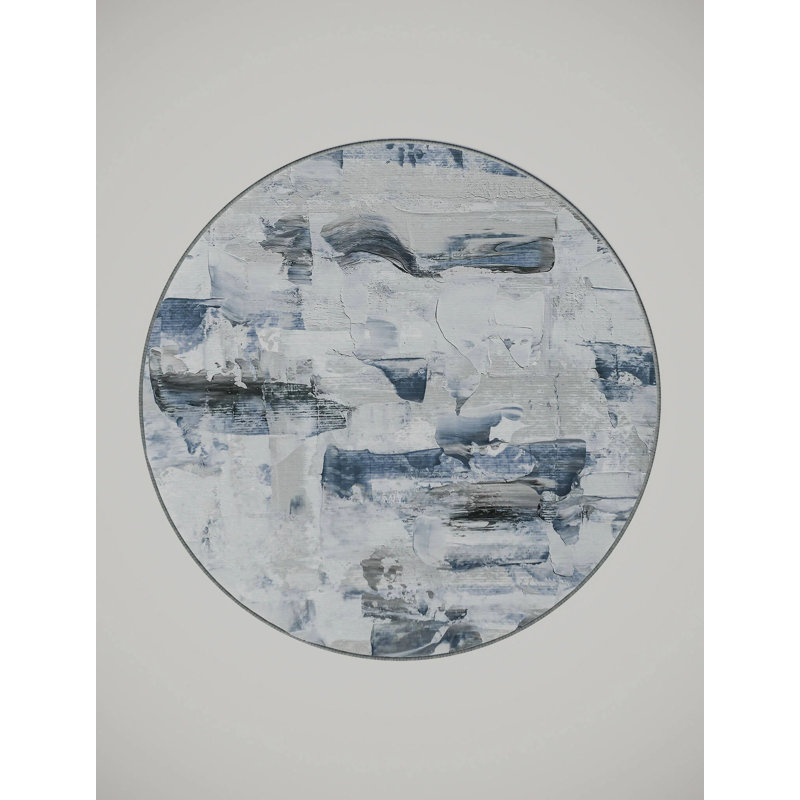 Heidegret Washable Abstract Indoor Rug, Round 3'