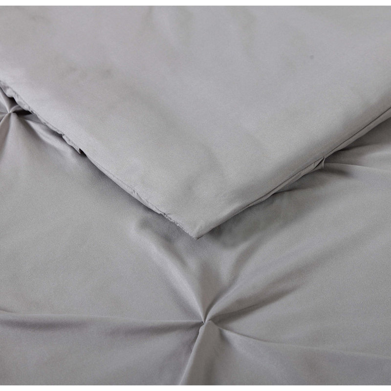 Solid Polyester Duvet Cover, Gray, King Duvet Cover + 2 Shams