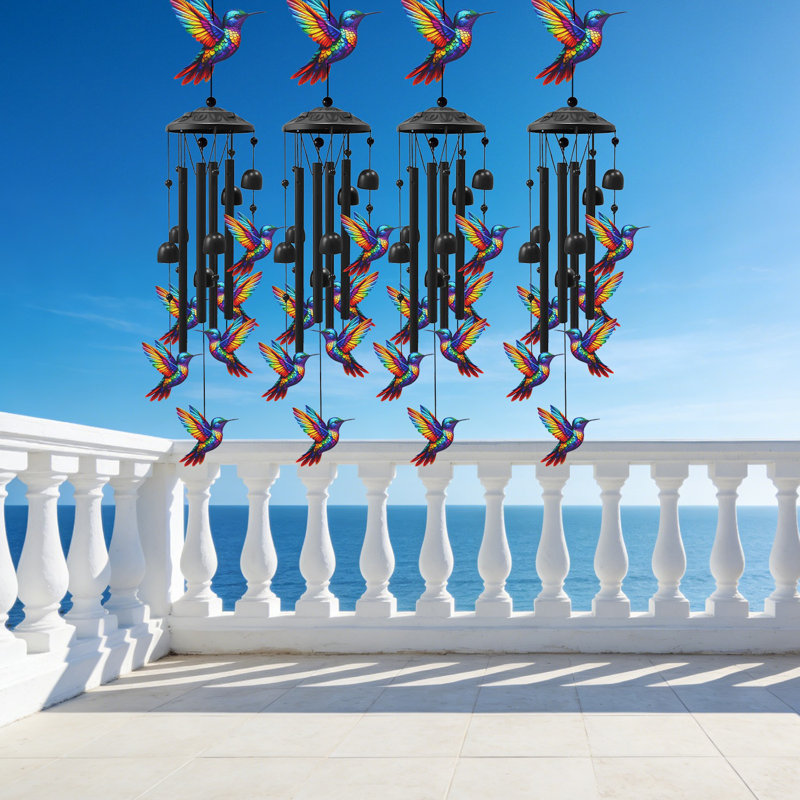 Carillon à colibri en métal avec tubes en aluminium, 4