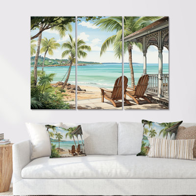 «Island Serenity Chairs By The Beach» - art mural bord de mer tropical