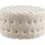 Siège rembourré rond en velours 31,5 po Beige Velvet Feel